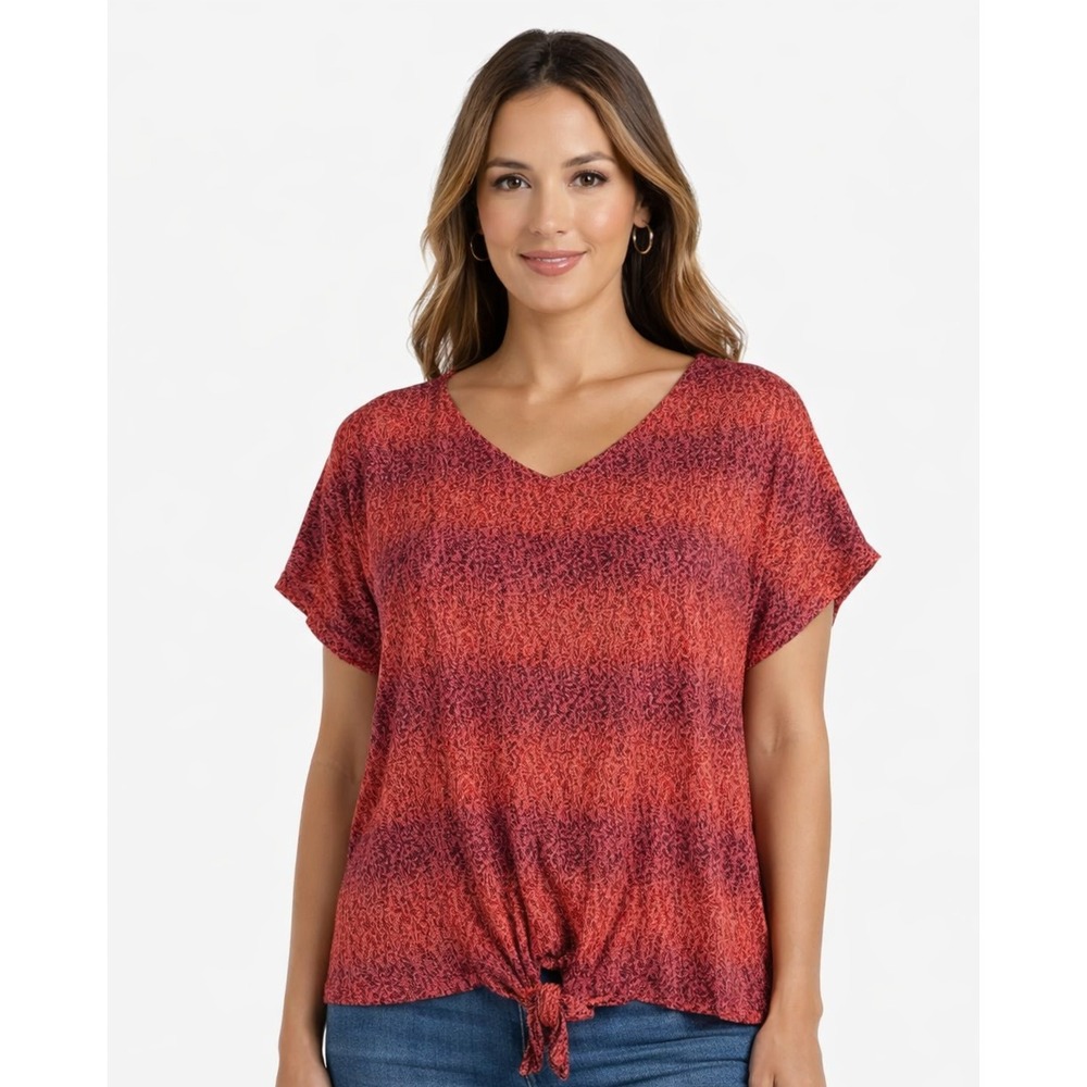 Women's Blouse Short Sleeve Top Plus Size Acid Wash ombre By Westport NWT